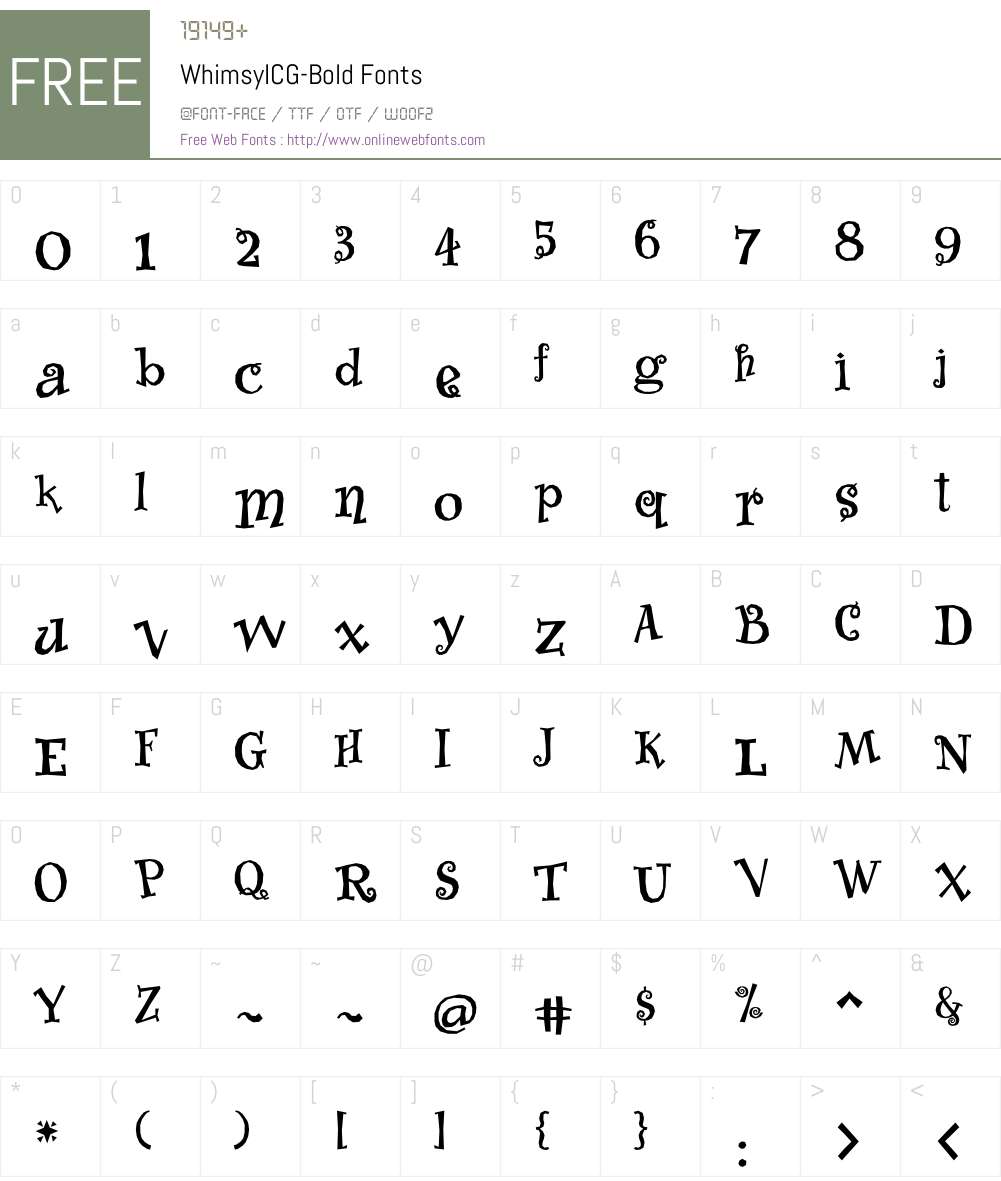WhimsyICG Font Screenshots