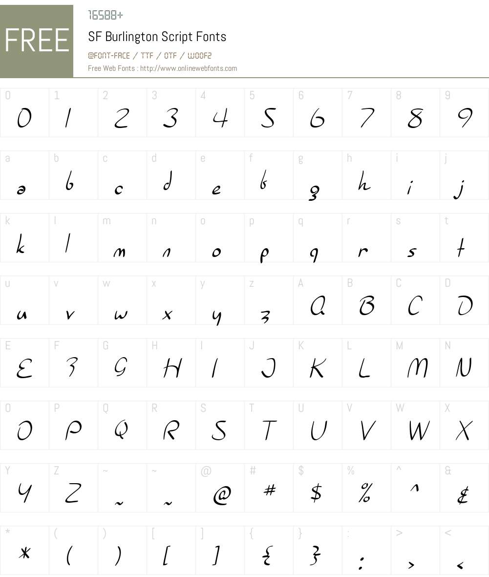 SF Burlington Script Font Screenshots