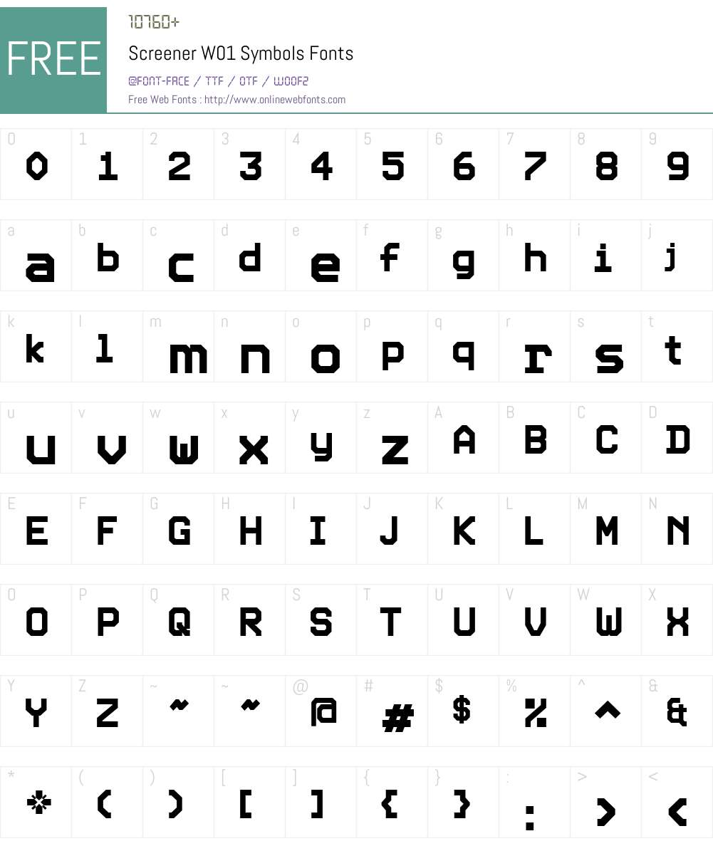 ScreenerW01-Symbols Font Screenshots