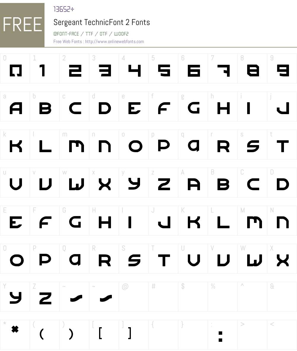 Sergeant TechnicFont 2 Font Screenshots