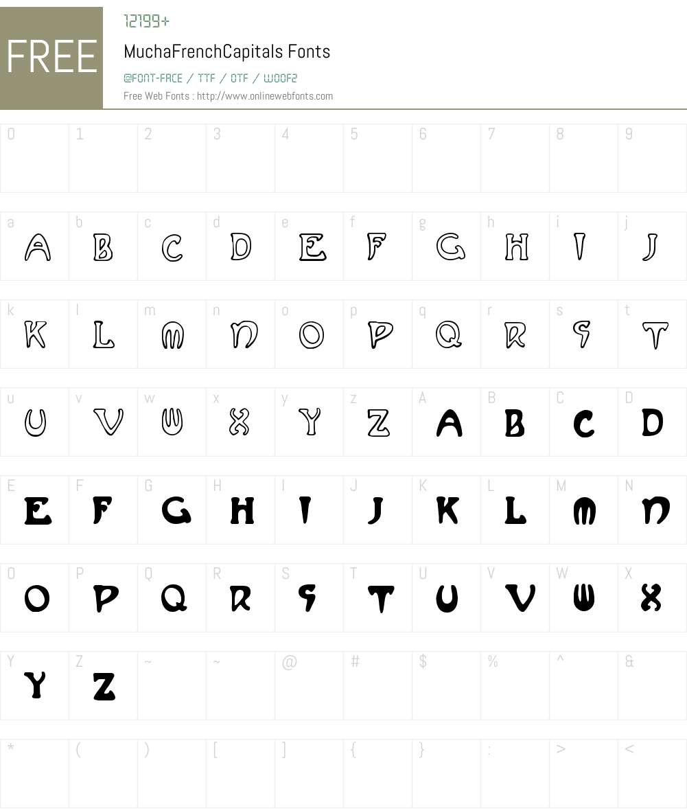MuchaFrenchCapitals Font Screenshots