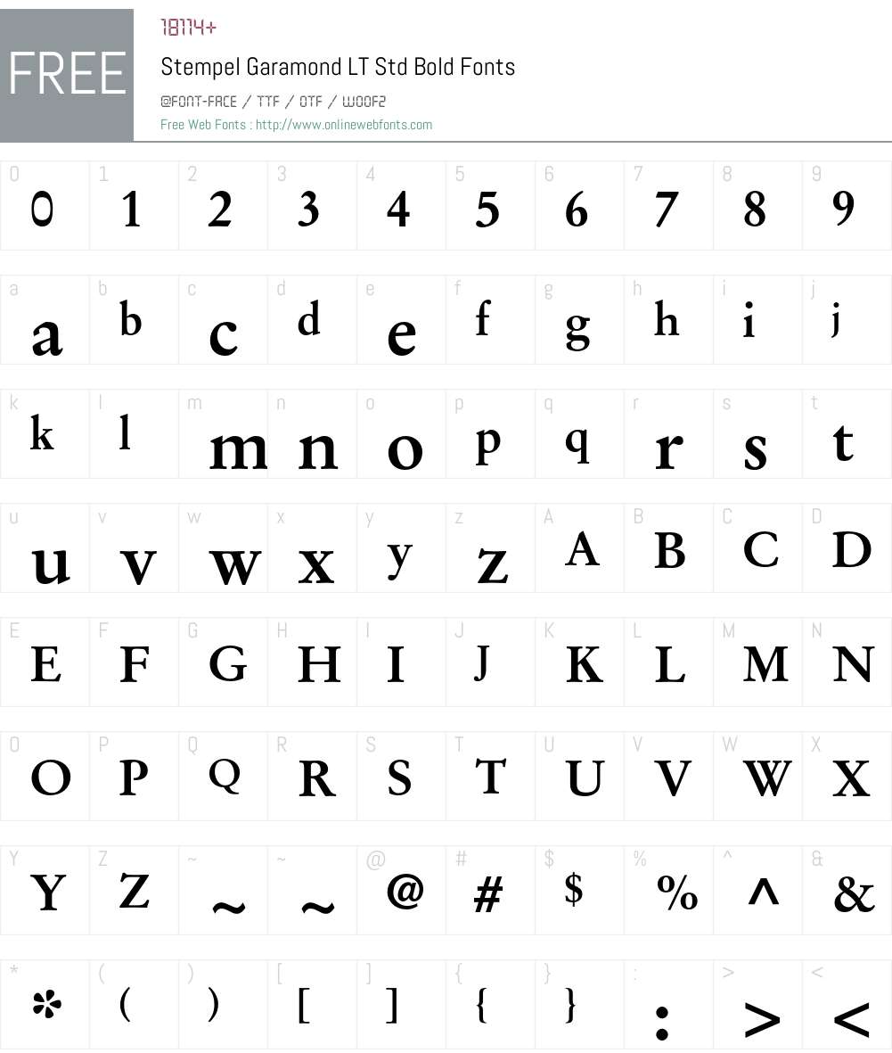 Stempel Garamond LT Std Font Screenshots