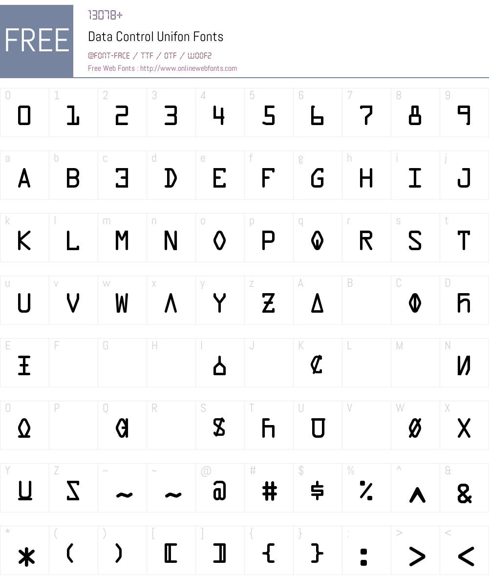 Data Control Unifon Font Screenshots