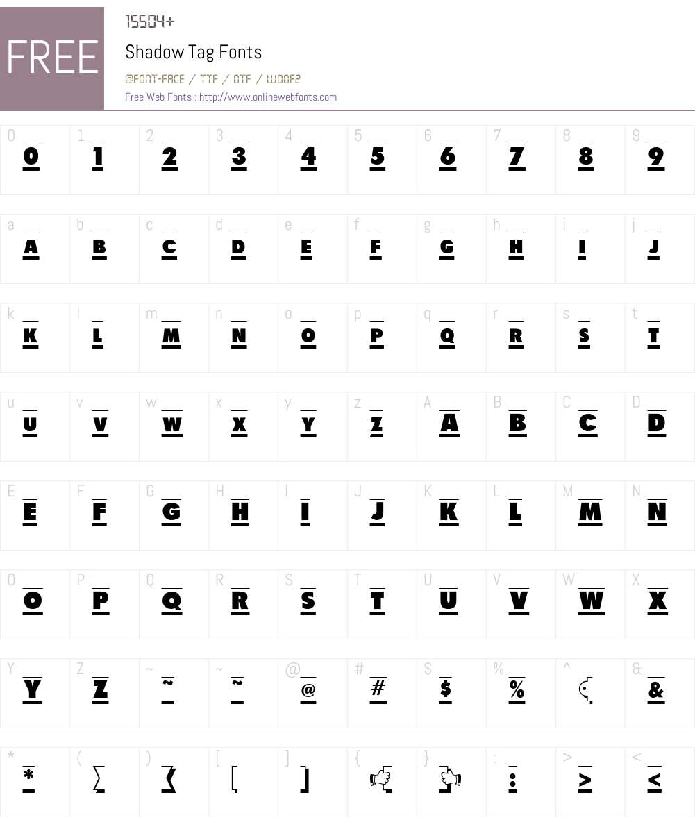 Shadow Tag Font Screenshots