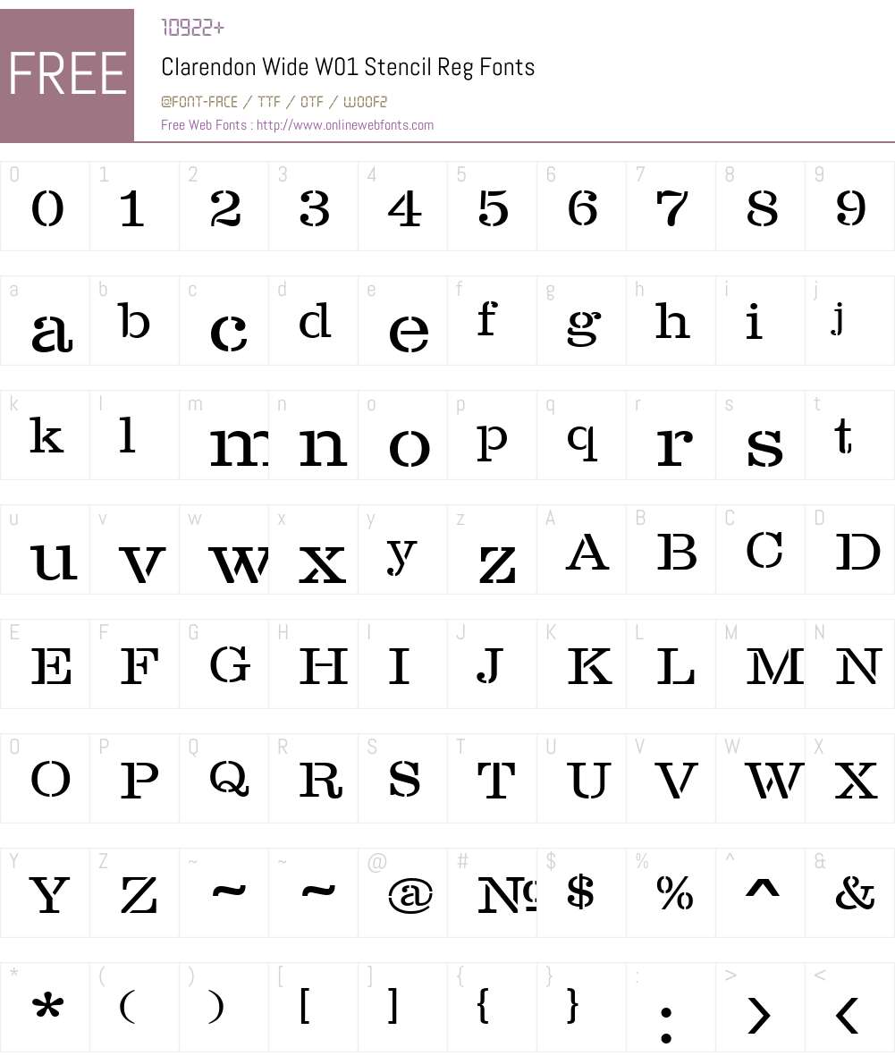 ClarendonWideW01-StencilReg Font Screenshots