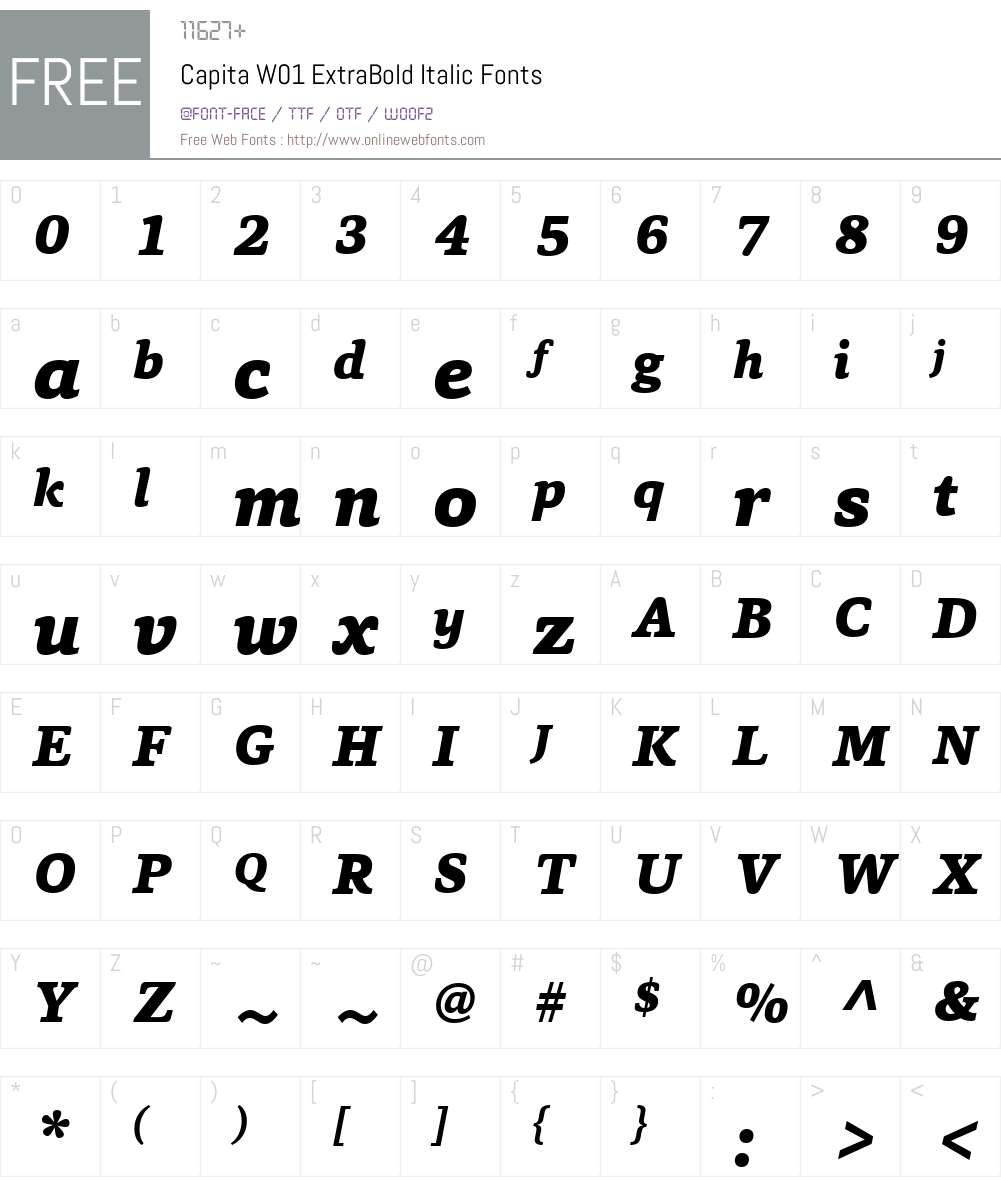 CapitaW01-ExtraBoldItalic Font Screenshots