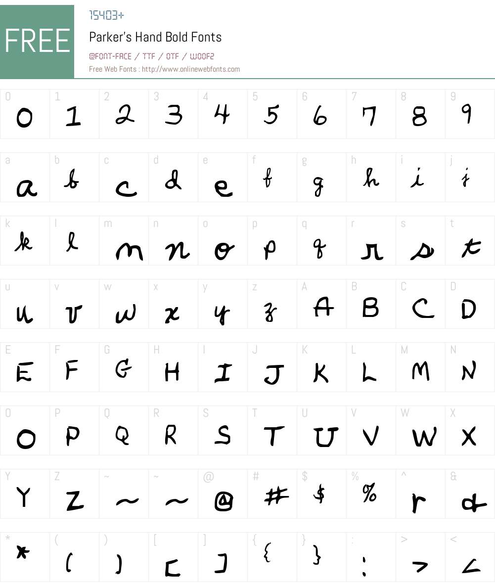 Parker's Hand Bold Font Screenshots
