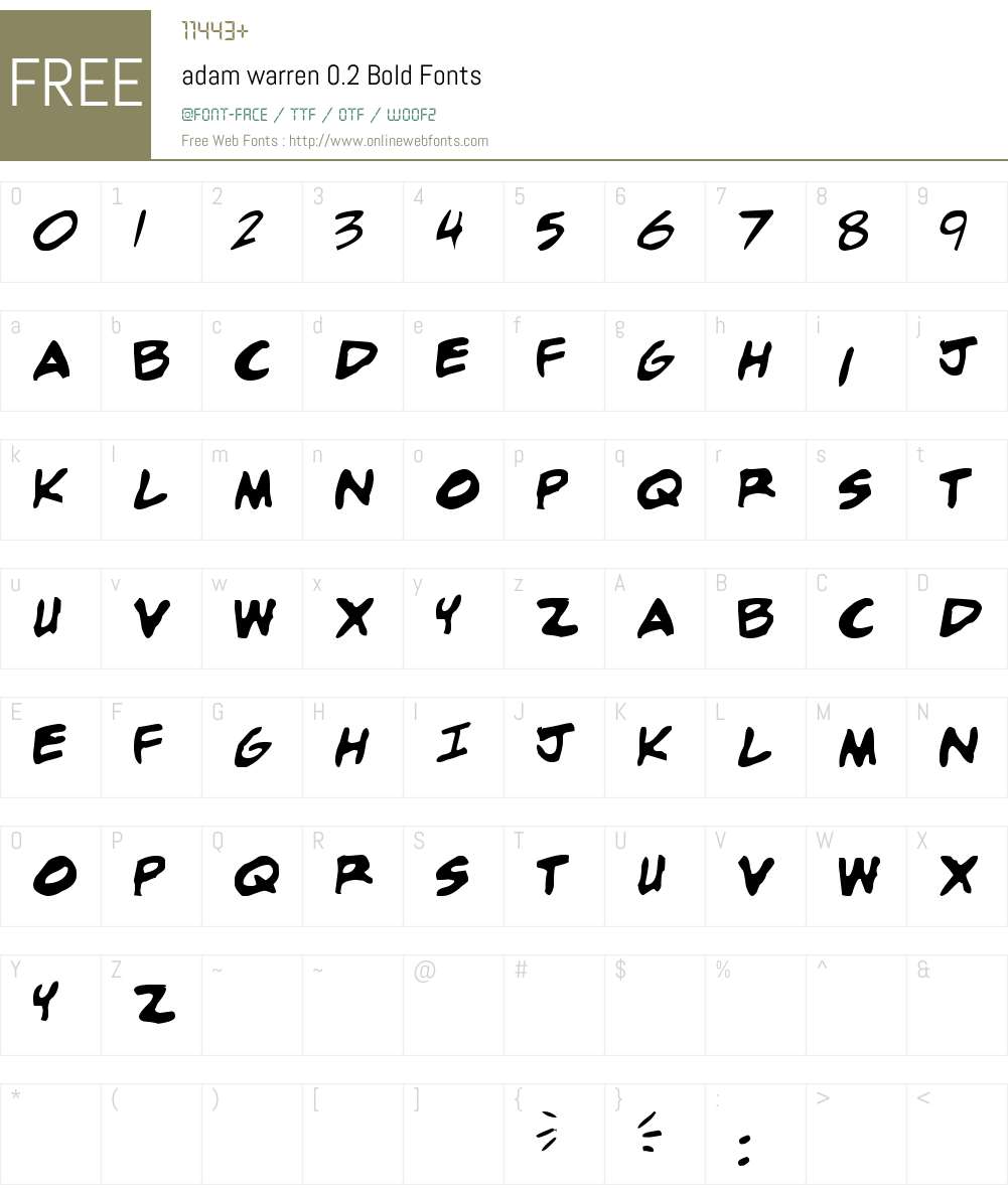 adam warren 0.2 Font Screenshots
