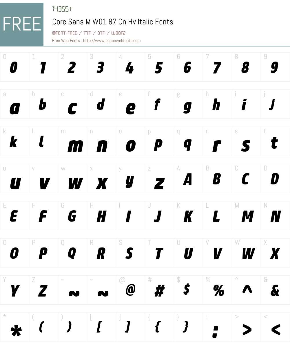 CoreSansMW01-87CnHvItalic Font Screenshots