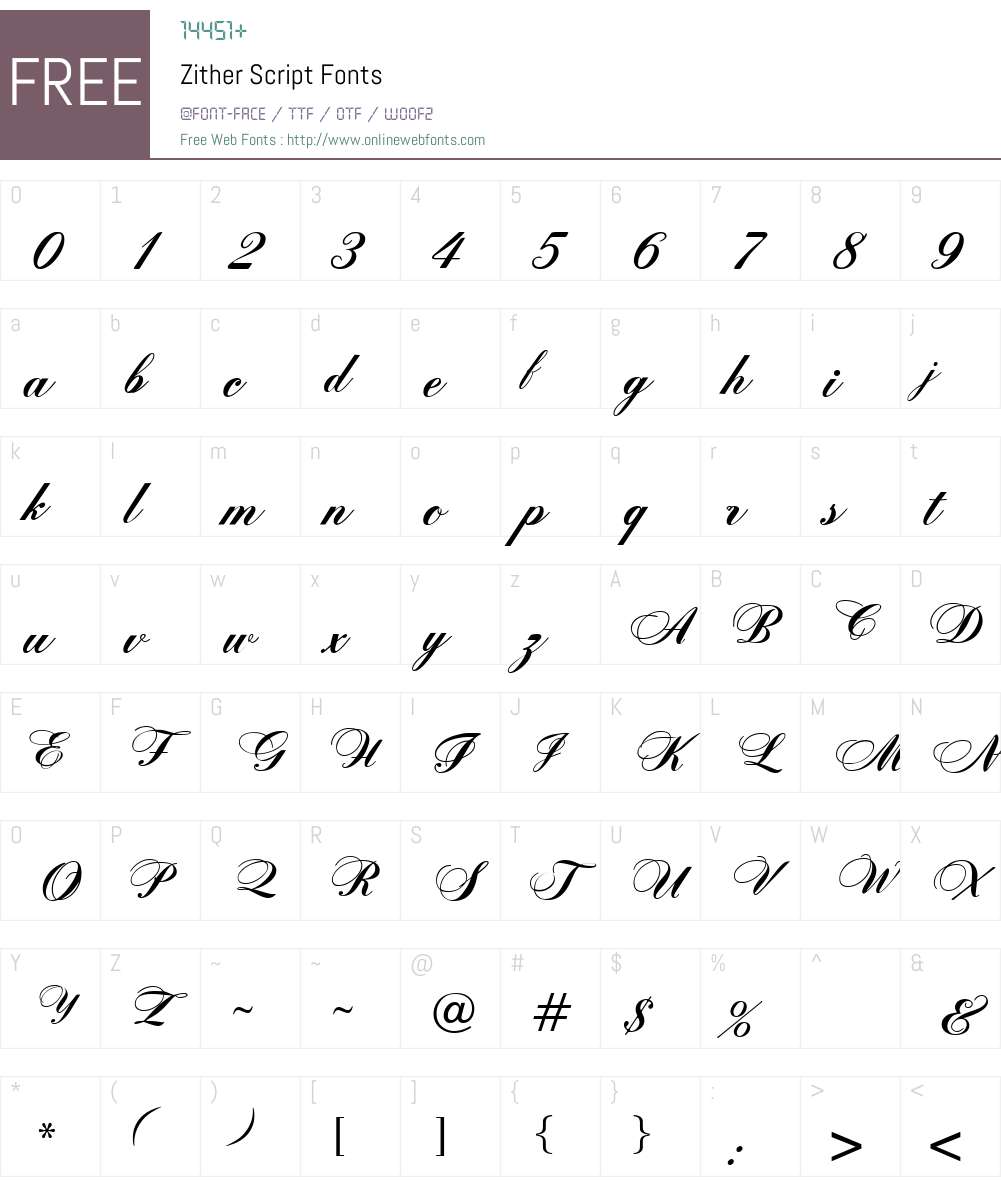 Zither Script Font Screenshots