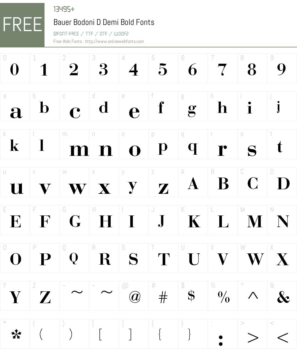 Bauer Bodoni D Font Screenshots