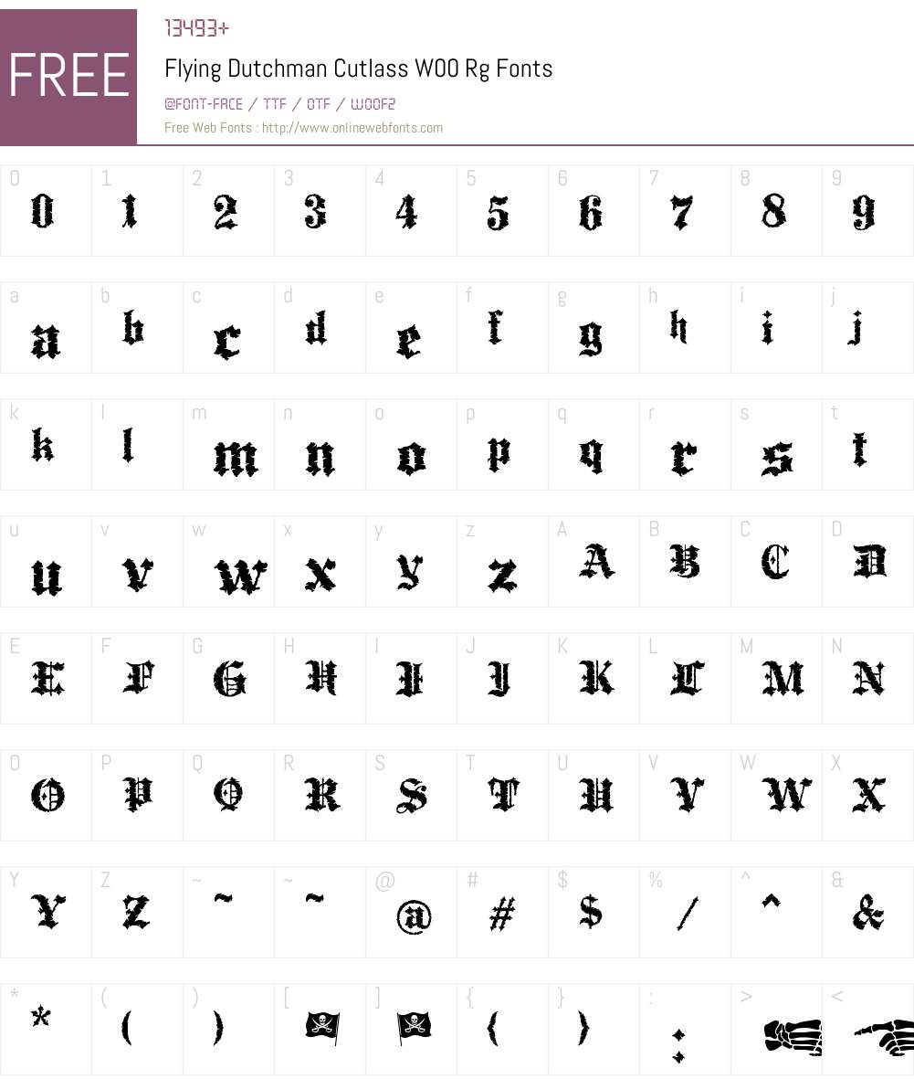 FlyingDutchmanCutlassW00-Rg Font Screenshots