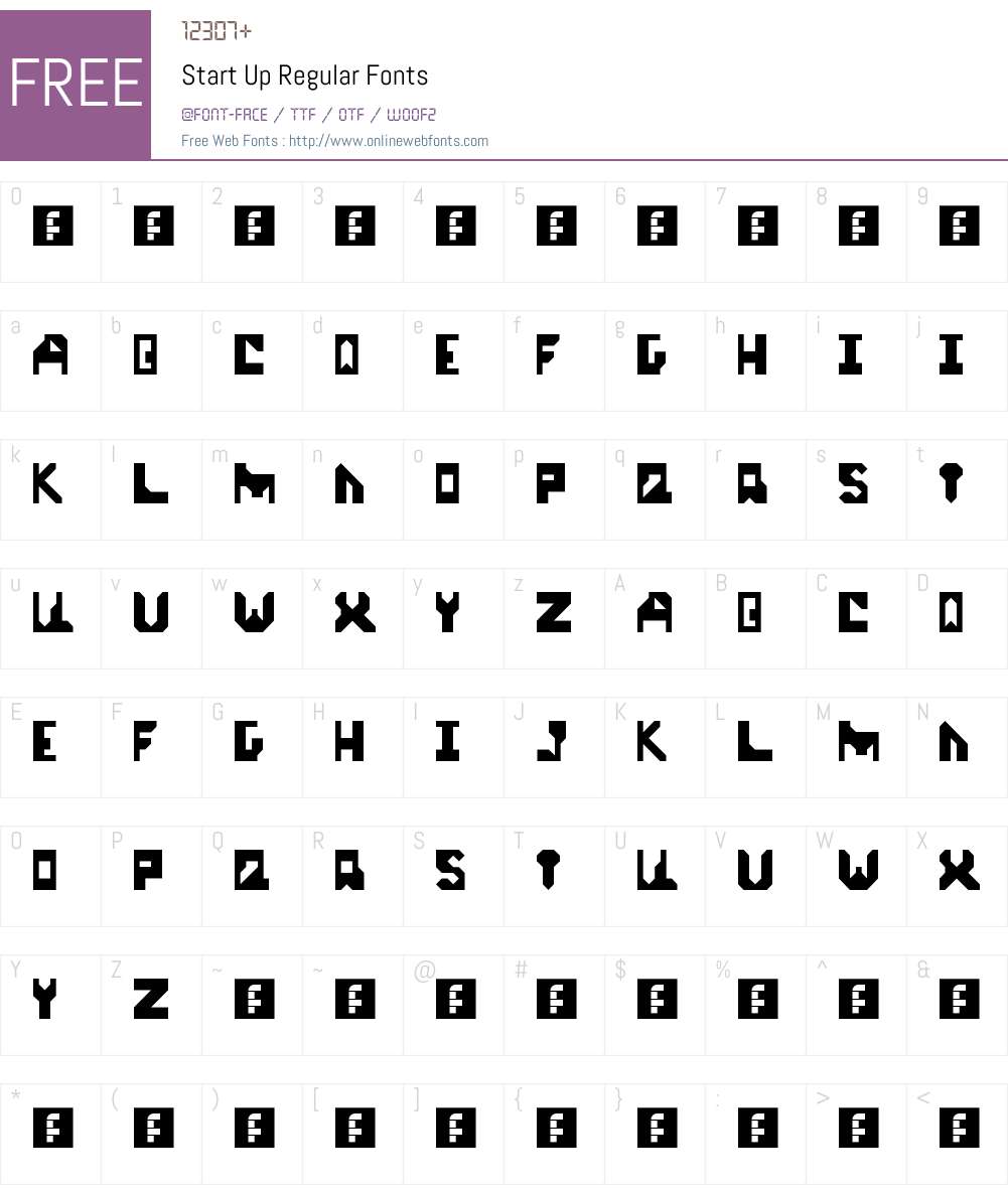 Start Up Font Screenshots