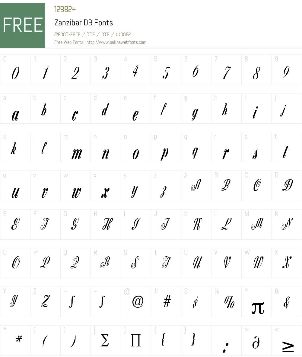 Zanzibar DB Font Screenshots