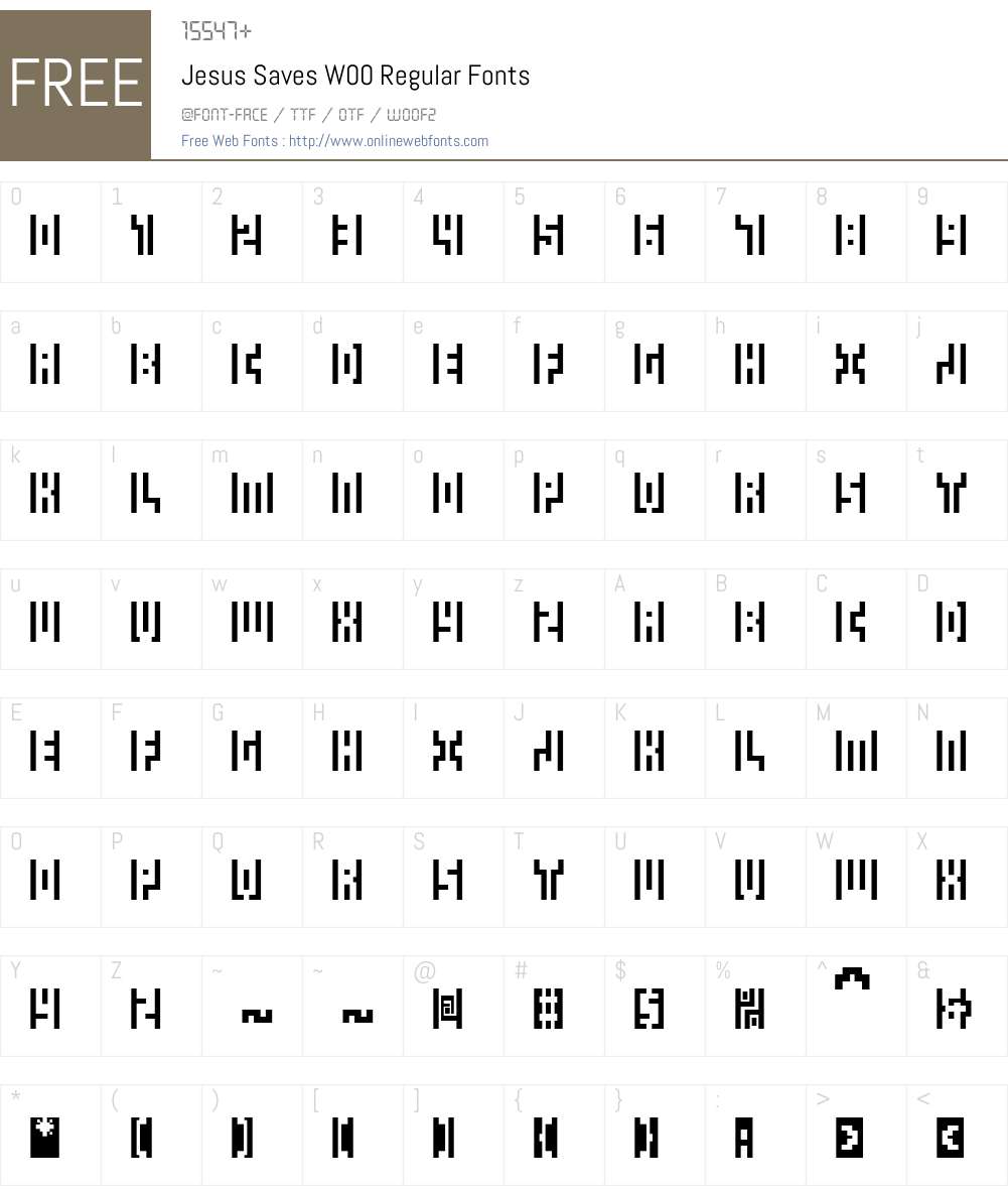 JesusSavesW00-Regular Font Screenshots