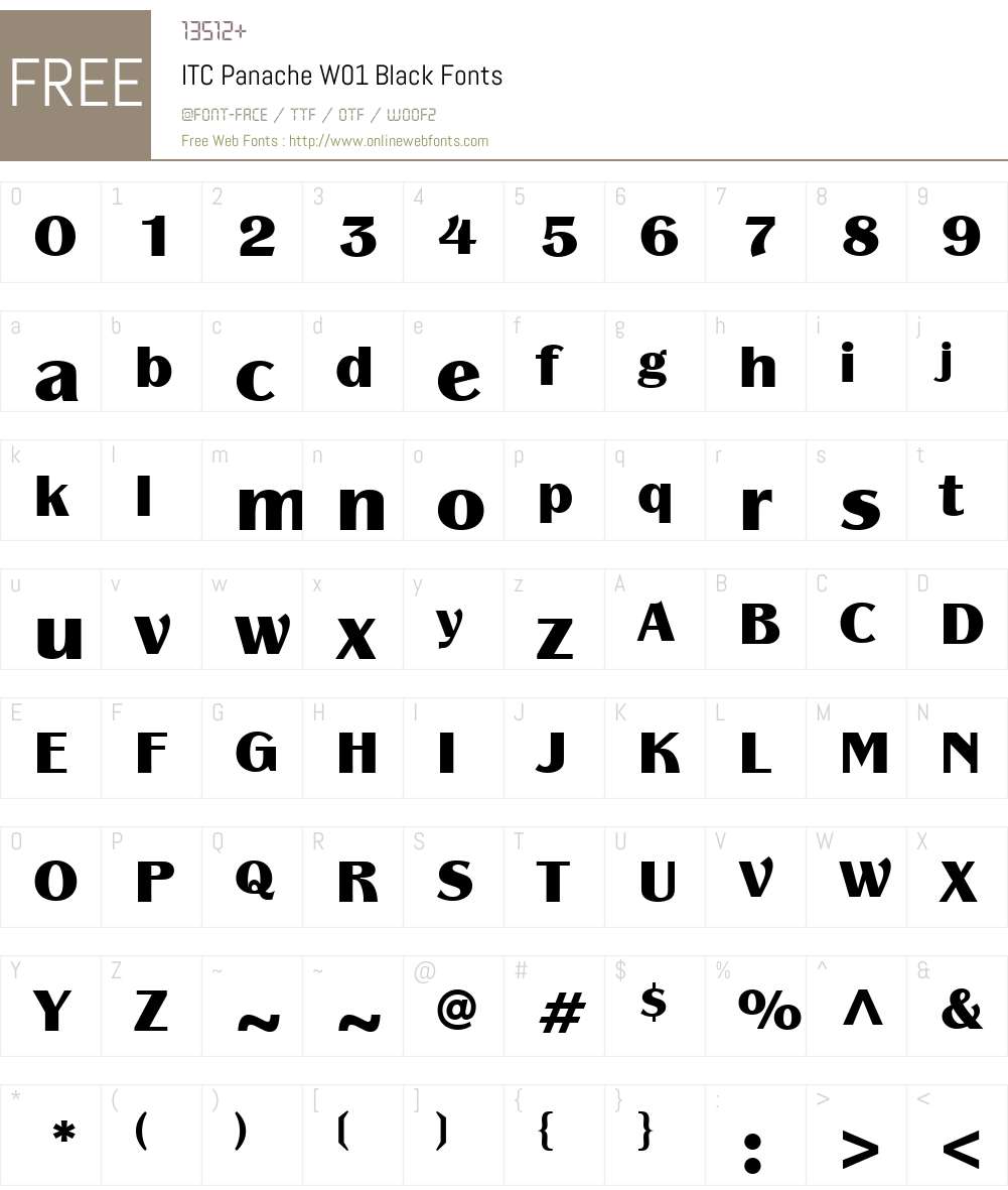 ITCPanacheW01-Black Font Screenshots