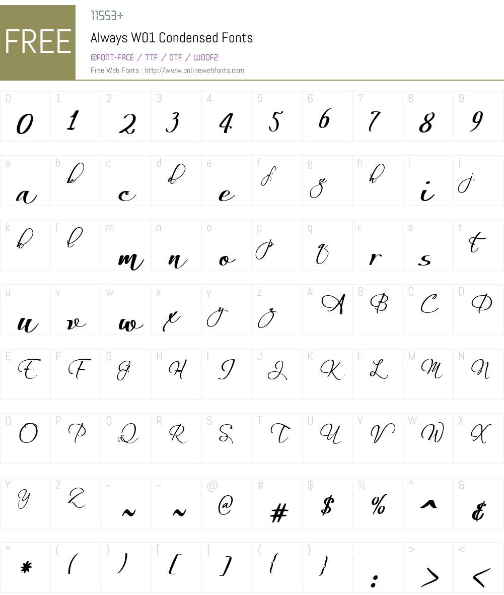 AlwaysW01-Condensed Font Screenshots