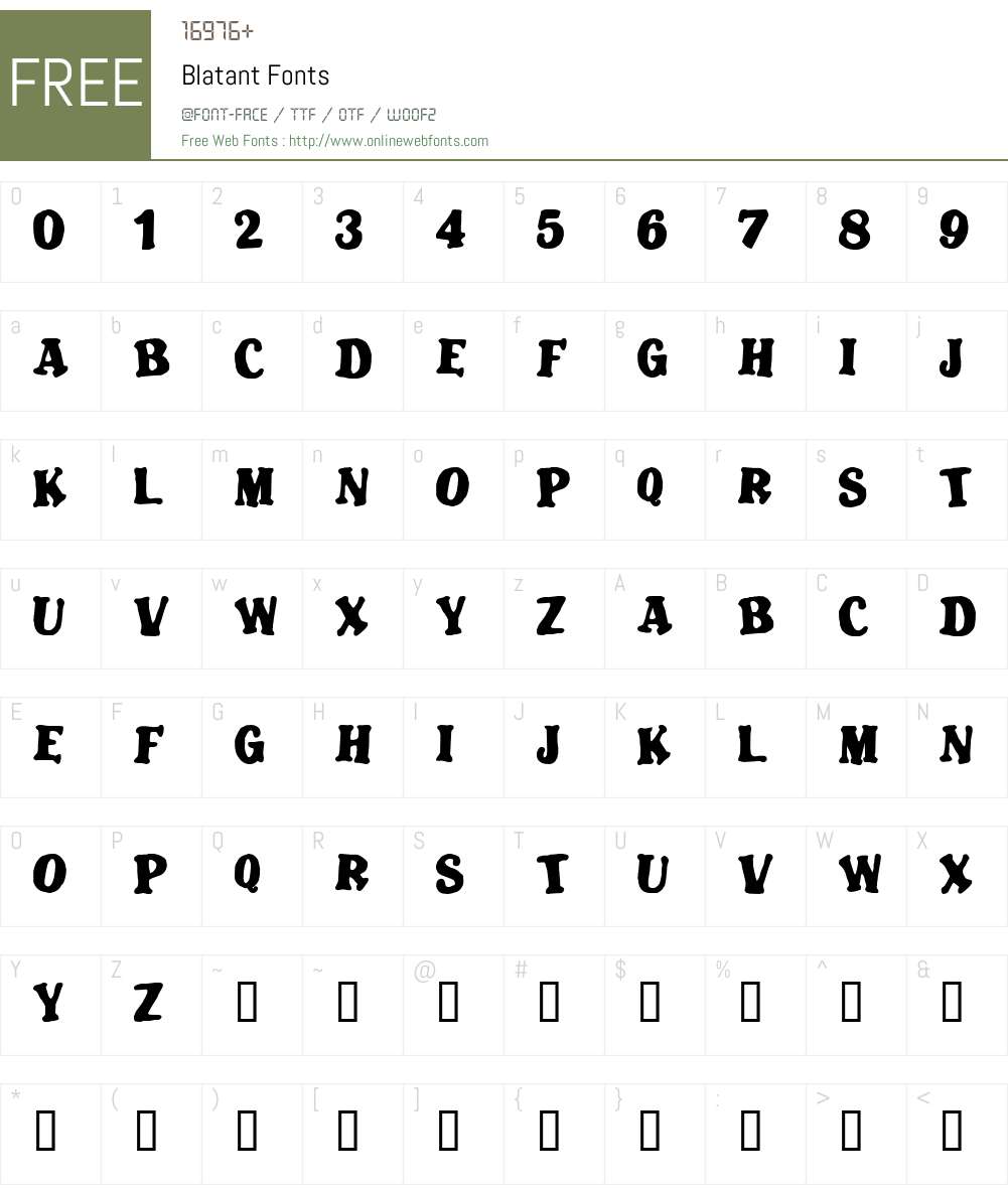 Blatant Font Screenshots