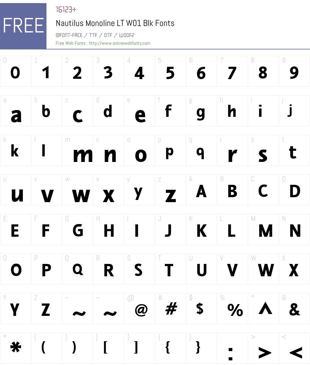 NautilusMonolineLTW01-Blk Font Screenshots