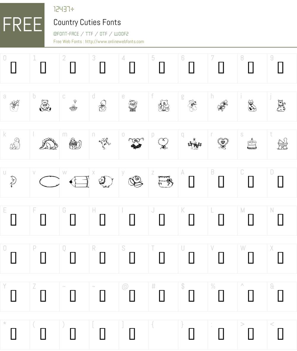 Country Cuties Font Screenshots