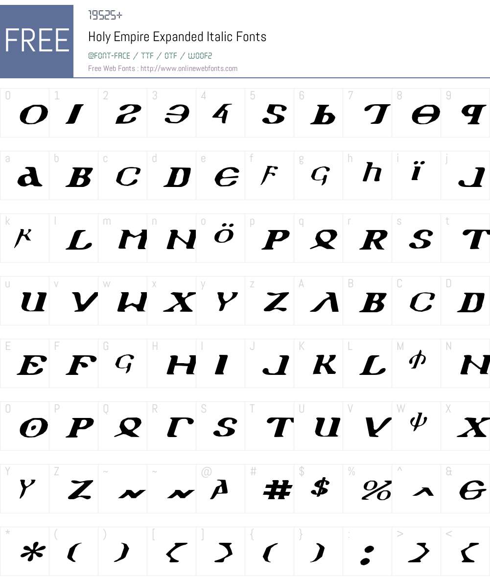 Holy Empire Expanded Italic Font Screenshots