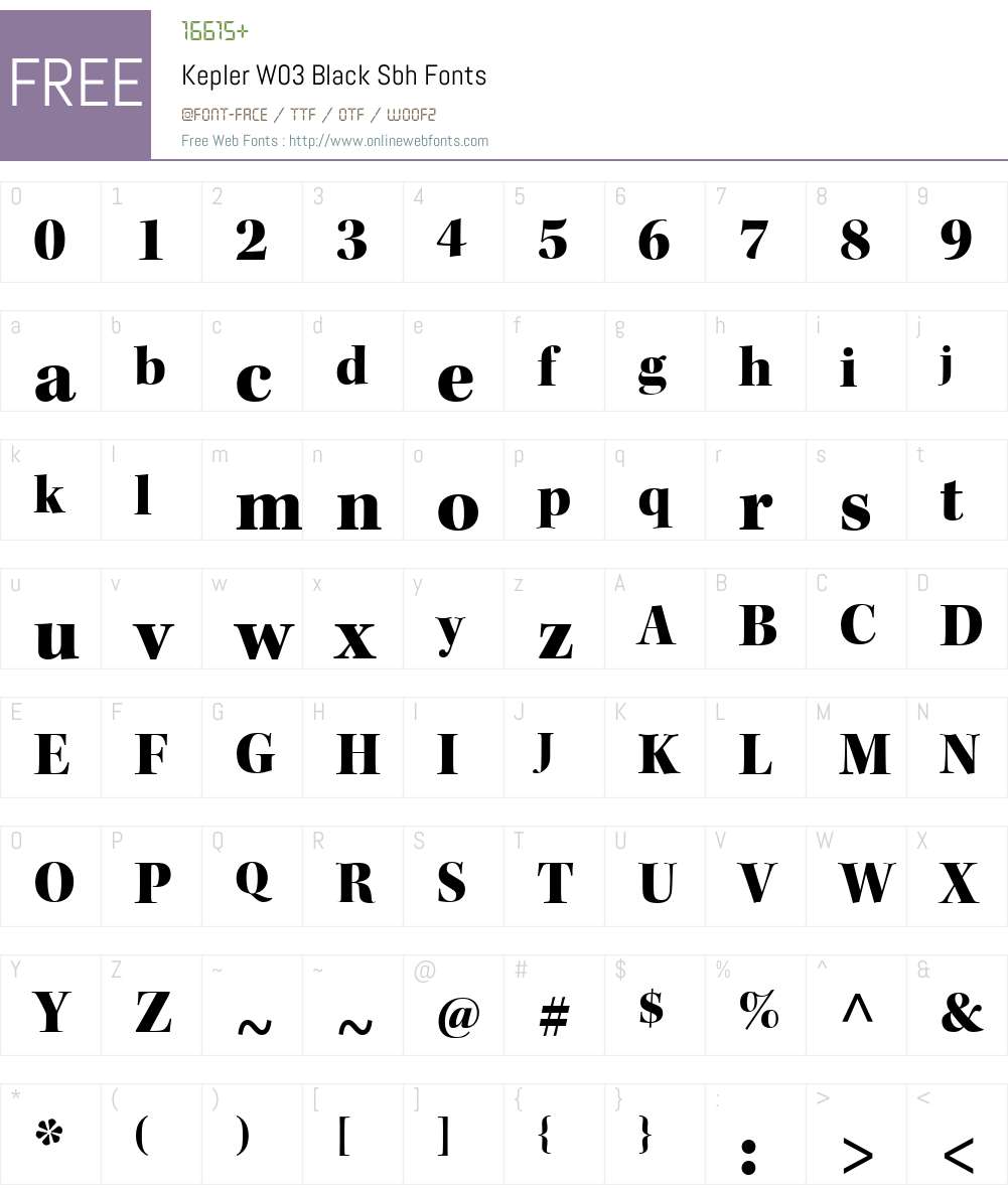 KeplerW03-BlackSbh Font Screenshots