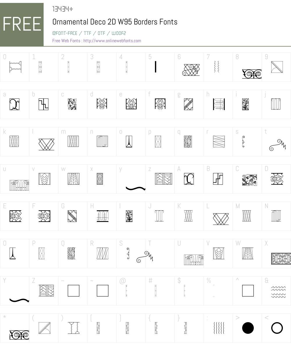 OrnamentalDeco2DW95-Borders Font Screenshots