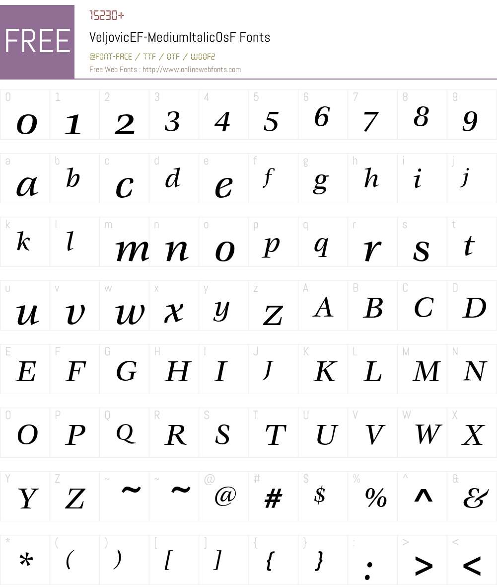 VeljovicEF Font Screenshots