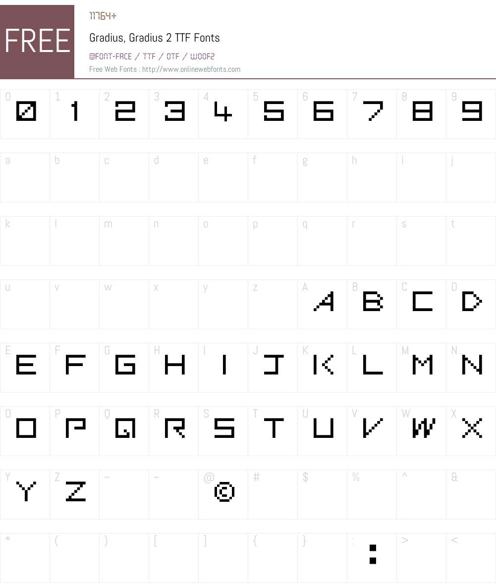 Gradius, Gradius 2 TTF Font Screenshots