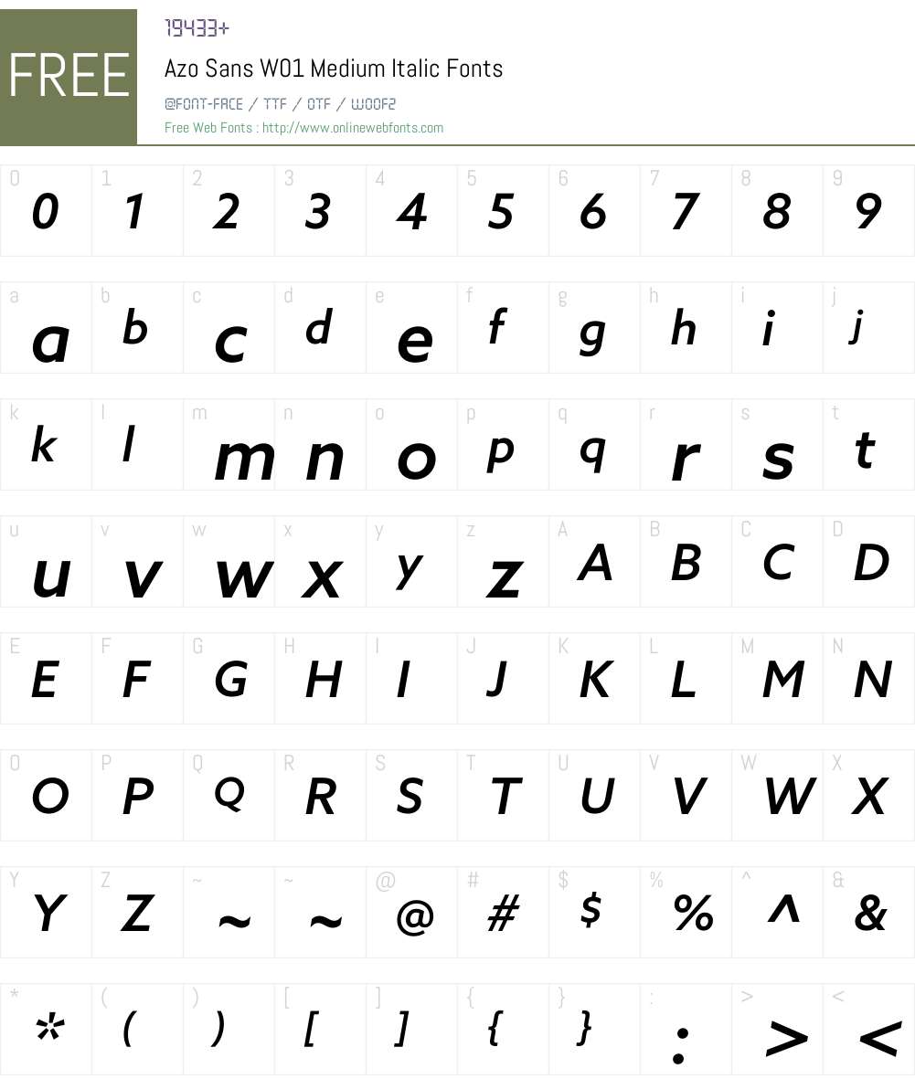AzoSansW01-MediumItalic Font Screenshots
