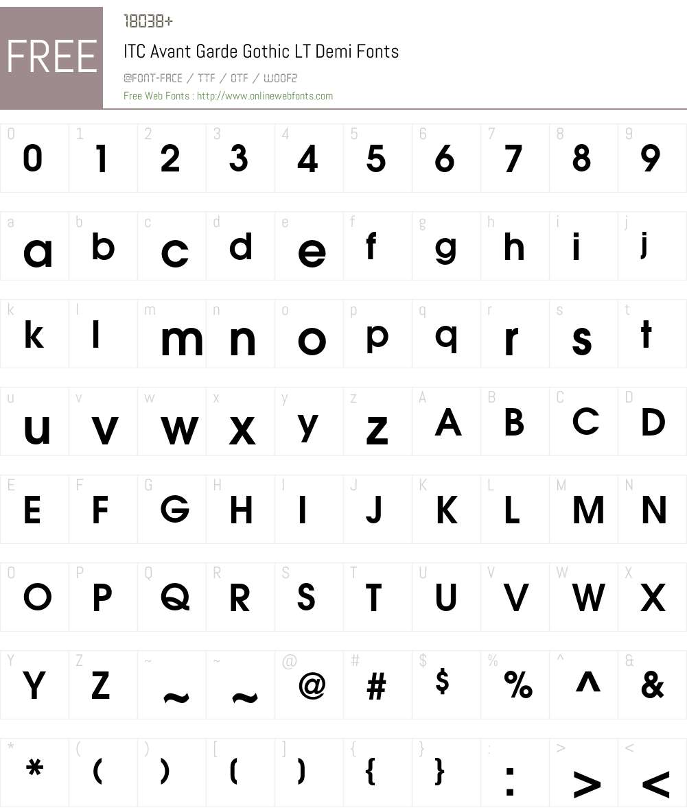ITC Avant Garde Gothic LT Font Screenshots