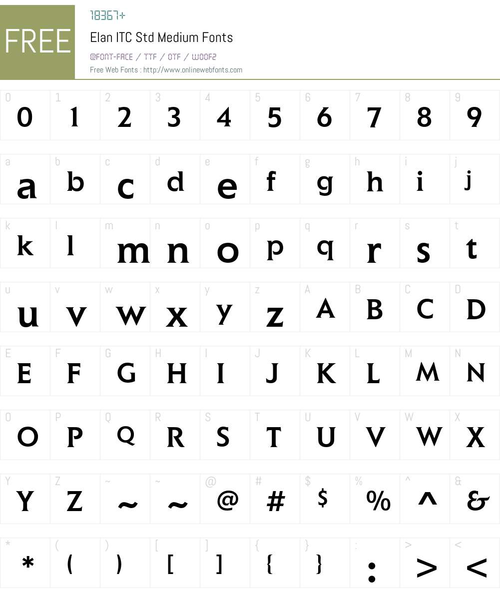 Elan ITC Std Font Screenshots