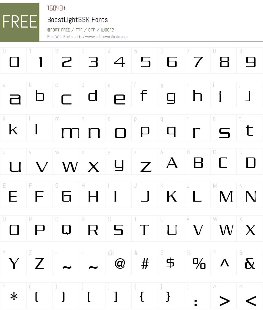 BoostLightSSK Font Screenshots