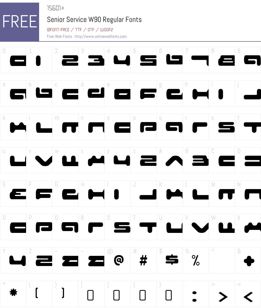 SeniorServiceW90-Regular Font Screenshots