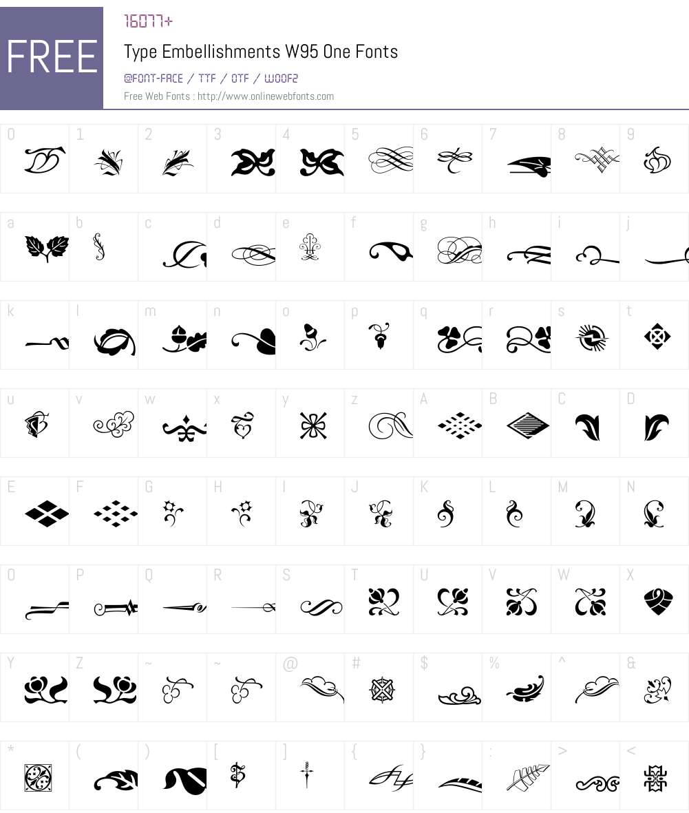 TypeEmbellishmentsW95-One Font Screenshots