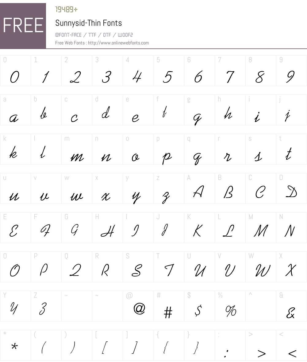 Sunnysid-Thin Font Screenshots