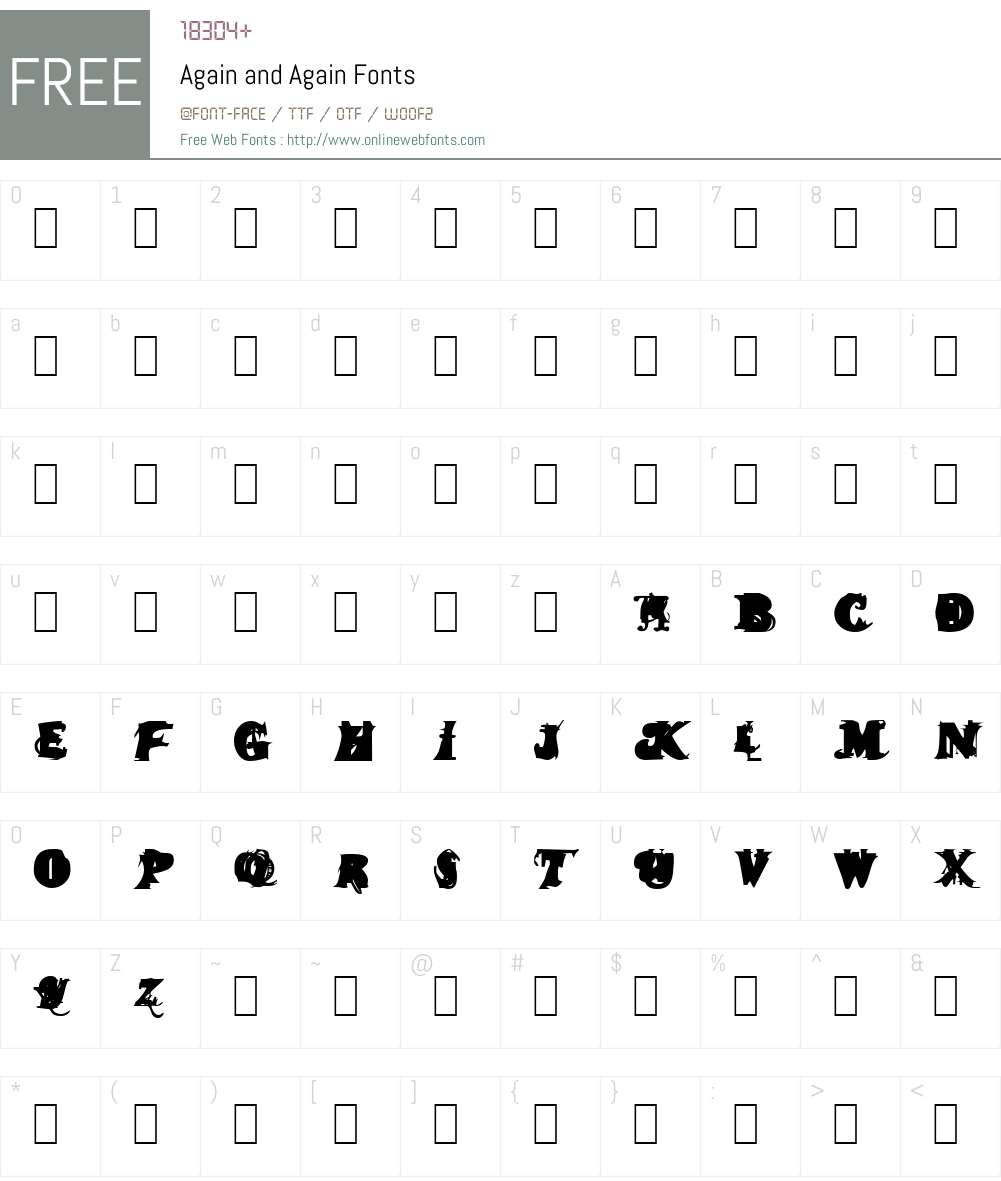 Again and Again Font Screenshots