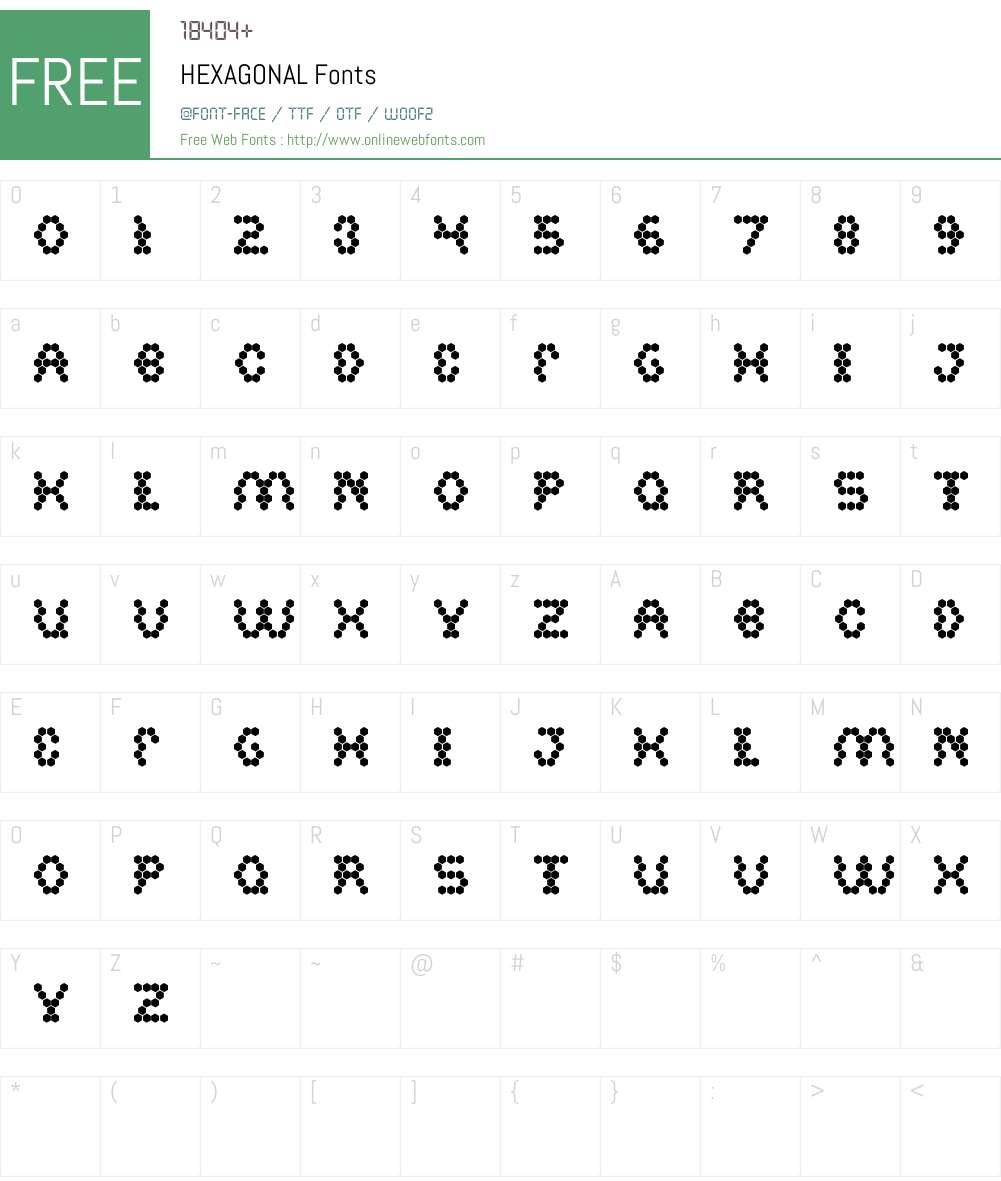 HEXAGONAL Font Screenshots