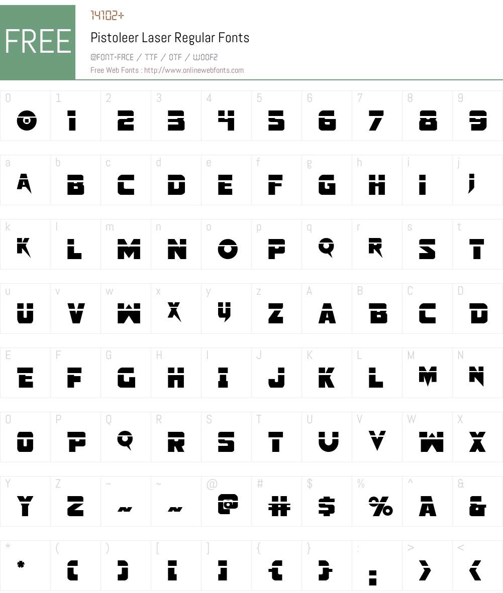 Pistoleer Laser Font Screenshots