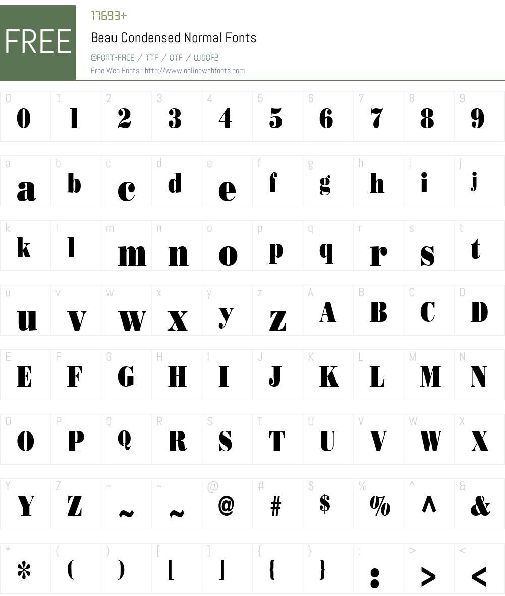 Beau Condensed Font Screenshots