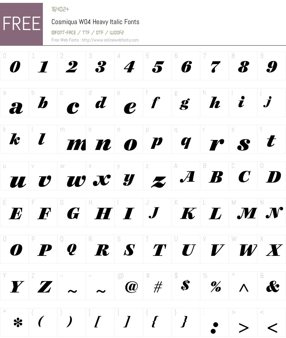 Cosmiqua Font Screenshots