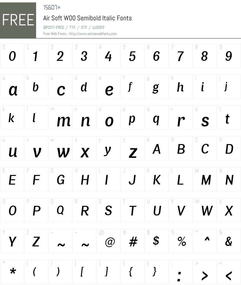 AirSoftW00-SemiboldItalic Font Screenshots