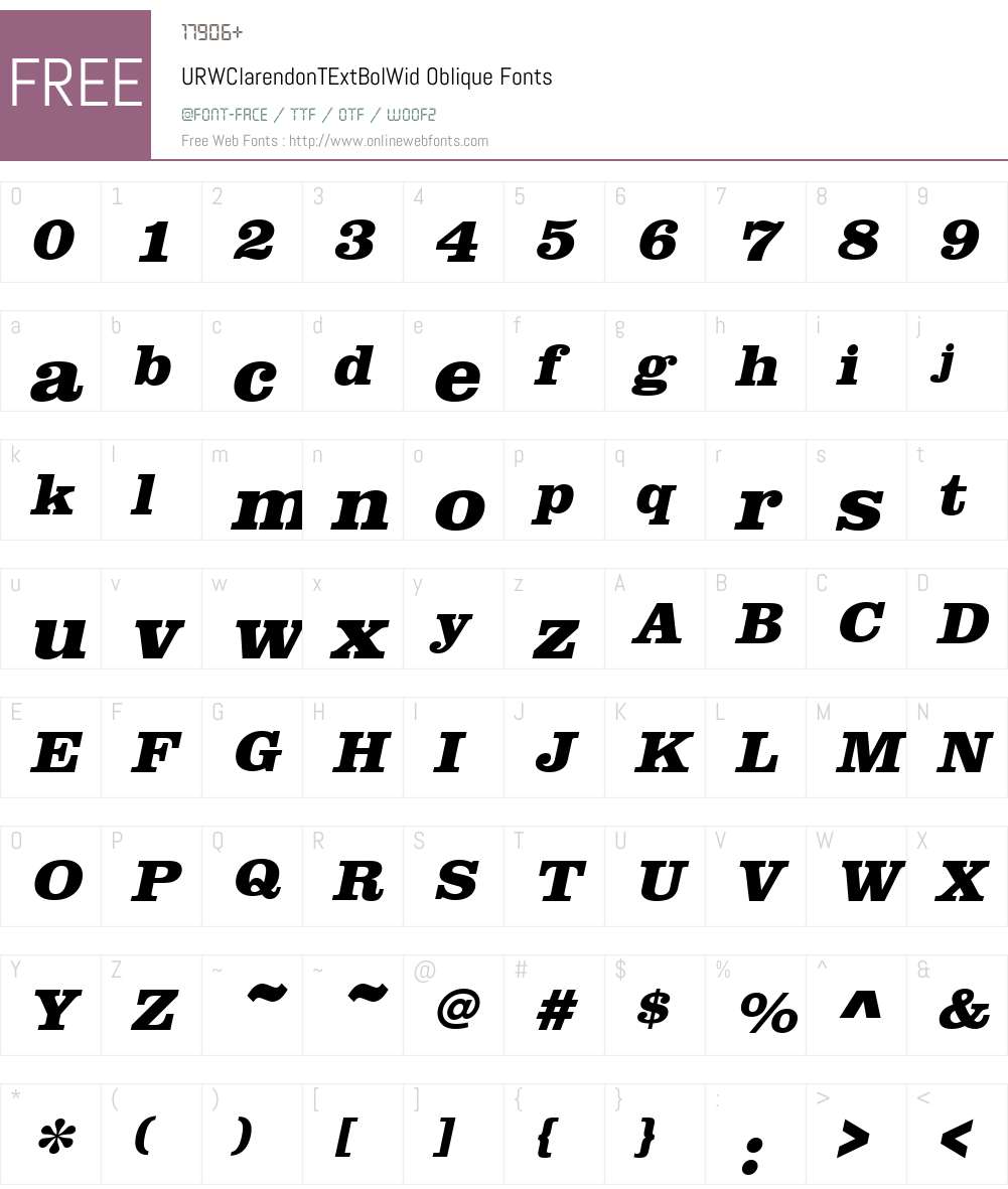 URWClarendonTExtBolWid Font Screenshots