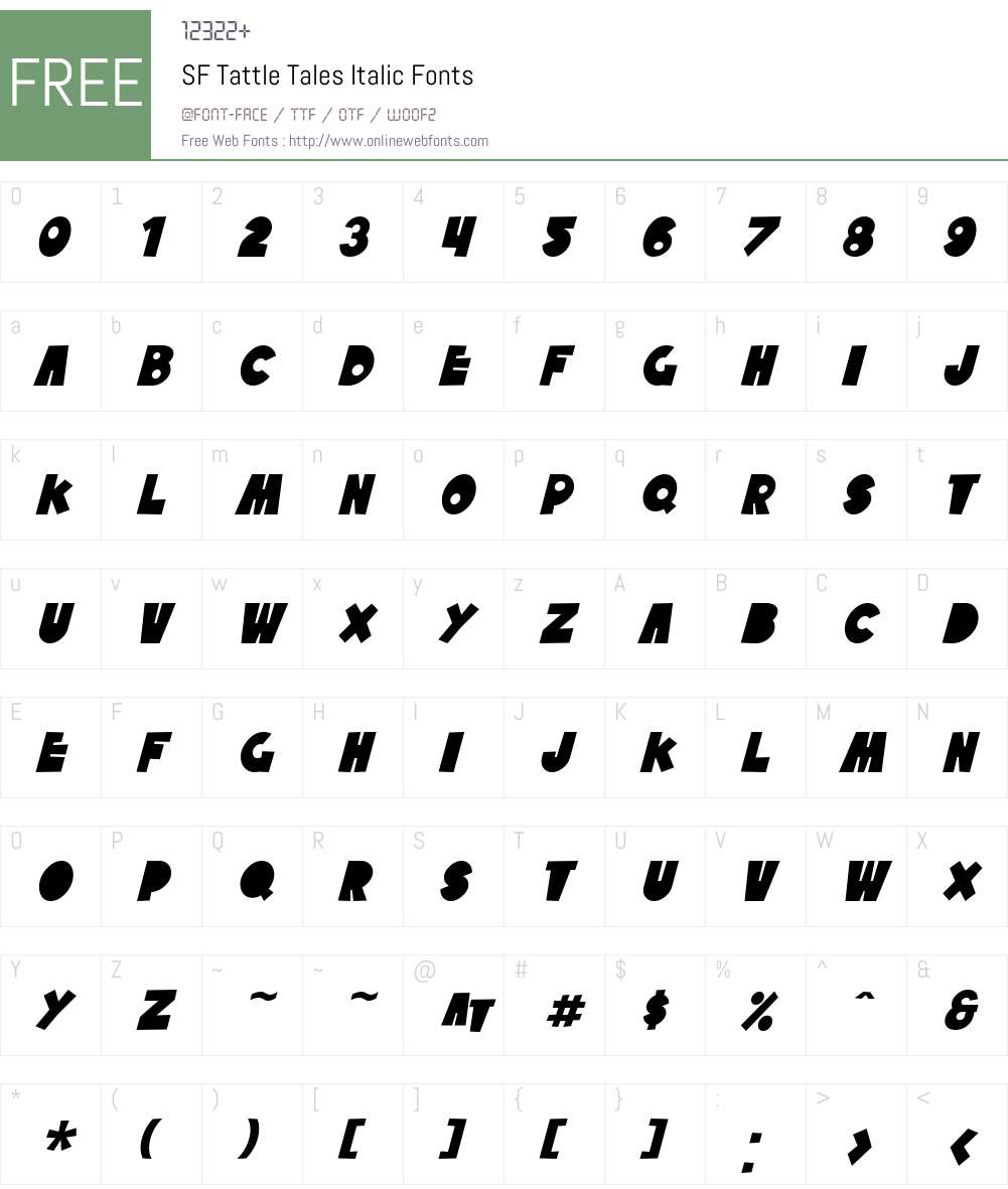SF Tattle Tales Font Screenshots