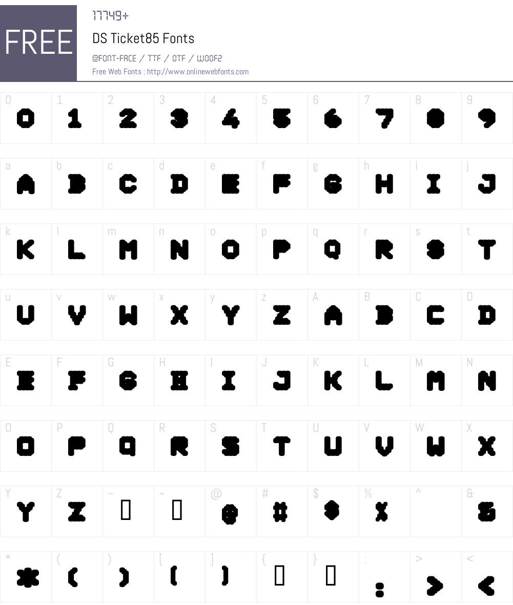DS Ticket85 Font Screenshots