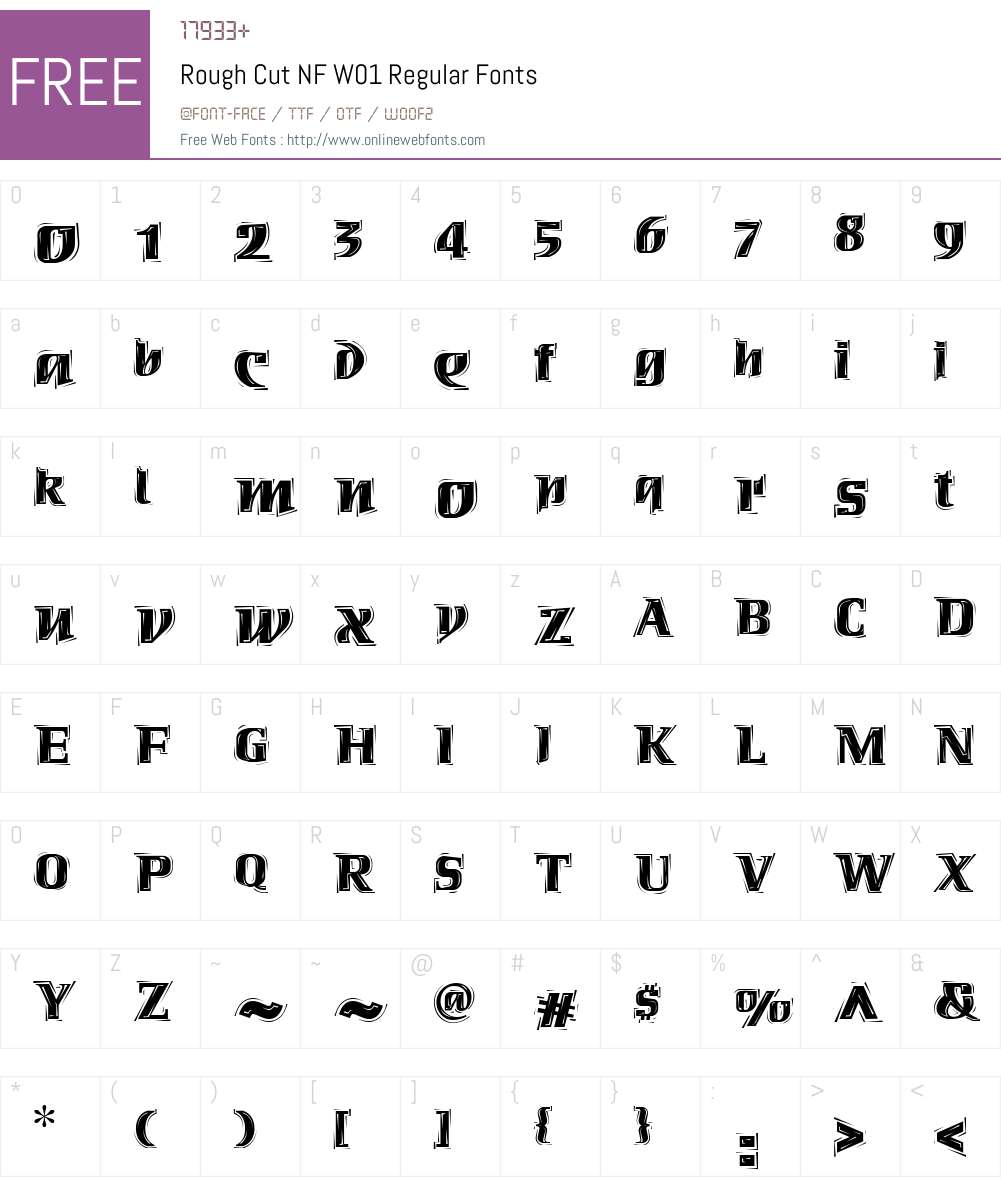 RoughCutNFW01-Regular Font Screenshots