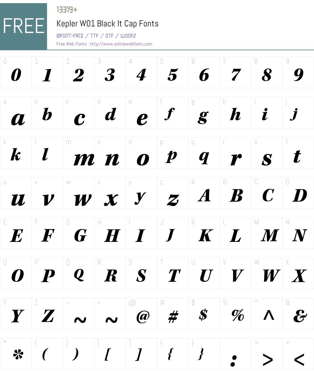 KeplerW01-BlackItCap Font Screenshots