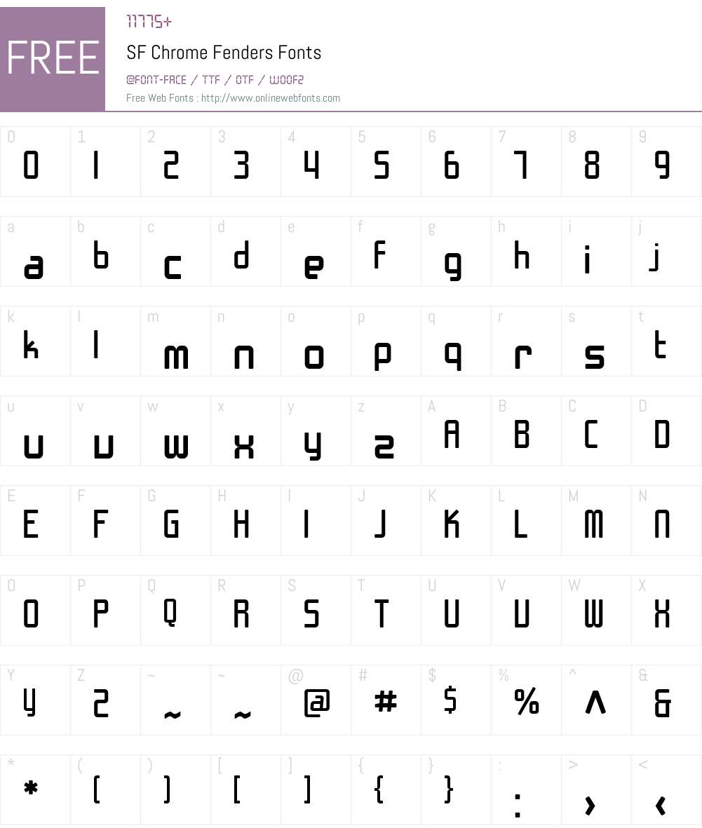 SF Chrome Fenders Font Screenshots