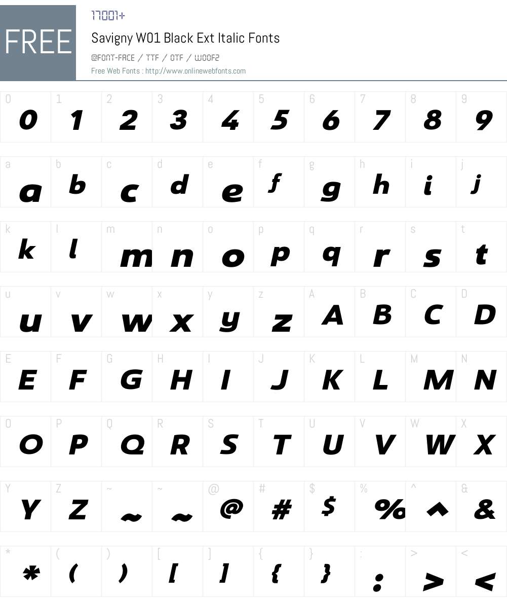 SavignyW01-BlackExtItalic Font Screenshots