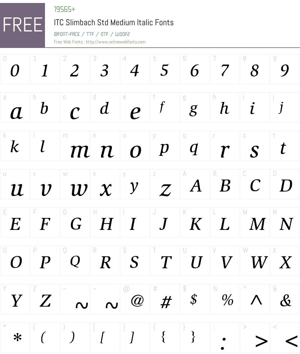 ITC Slimbach Std Font Screenshots